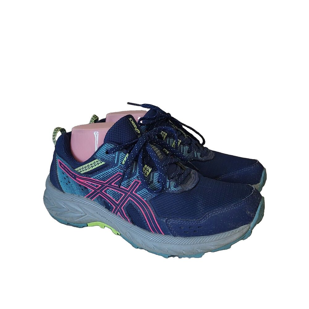 Asics Gel Venture 9 8.5 Trail Running Sneakers Deep Ocean Blue Hot Pink Granola